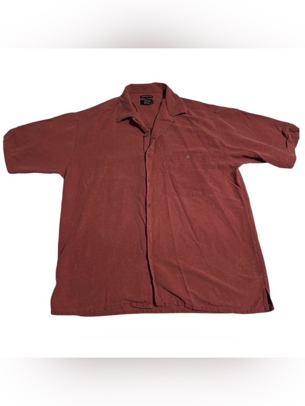 VTG Utopia Washable Silk Camp Shirt Mens Large Cranberry Short Sleeve Sz M